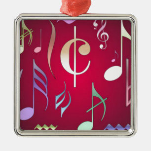 Ornamento De Metal Notas Musicais Coloridas