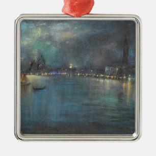Ornamento De Metal Noturno de Veneza (por Glenn Cooper Henshaw)