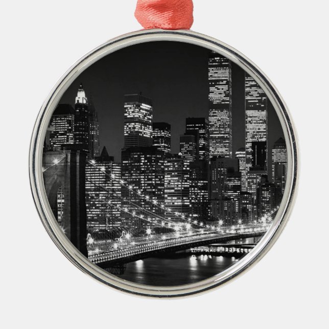 Ornamento De Metal Nova Iorque Preto e Branco (Frente)