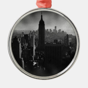 Ornamento De Metal Nova Iorque Preto e Branco