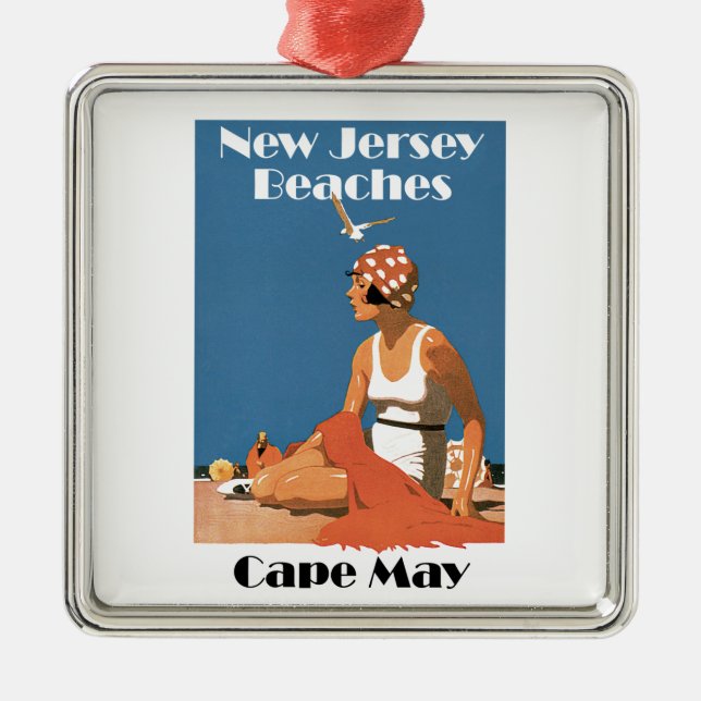 Ornamento De Metal Nova Jersey Beaches ~ Cape May (Frente)