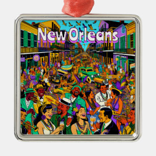 Ornamento De Metal Nova Orleans, Pessoas Louisiana se divertindo