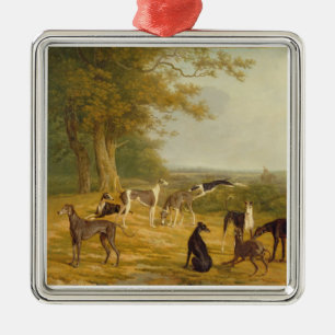 Ornamento De Metal Nove galgos em uma paisagem (óleo em canvas)