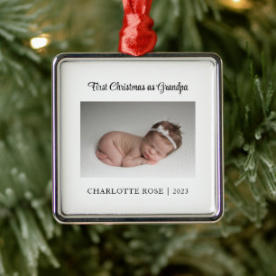 Ornamento De Metal Novo Bebê Primeiro Natal como Foto do Vovô