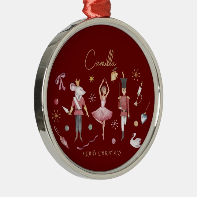 Ornamento De Metal Noz-cracker de Natal Ballerina Whimsic Kids Name (Direito )