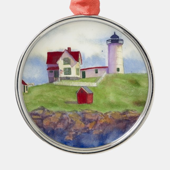 Ornamento De Metal Nubble Light House York Maine Metal Ornament (Frente)