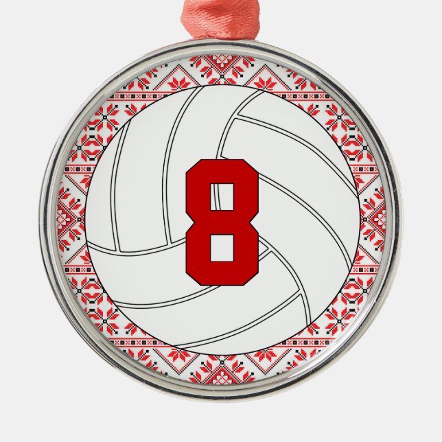Ornamento De Metal Número de Jersey do jogador de voleibol de Natal (Frente)