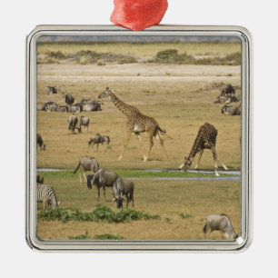 Ornamento De Metal Ñus, Zebras e Girafas