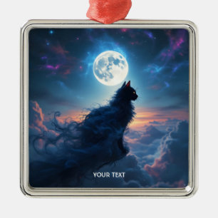 Ornamento De Metal Nuvens de Lua Gato Fantasia