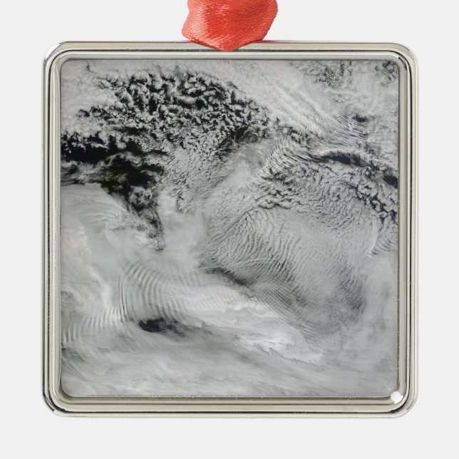 Ornamento De Metal Nuvens de ondas em forma de navio (Frente)