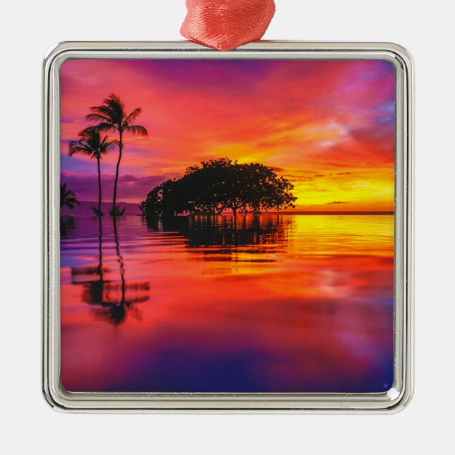 Ornamento De Metal Nuvens majestosas & reflexão (Frente)