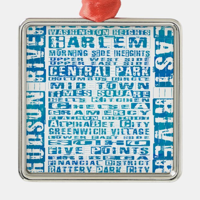 Ornamento De Metal NYC Neighborods Blue (Frente)