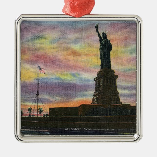 Ornamento De Metal NYC, opinião nova de YorkSunrise da estátua da (Frente)