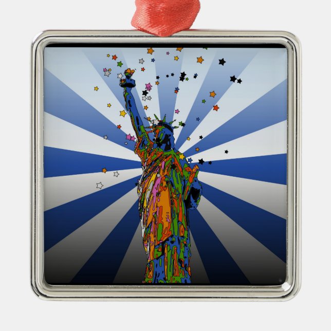 Ornamento De Metal NYC Psicodélica: Estátua da Liberdade #2 (Frente)