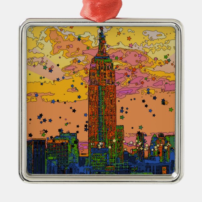Ornamento De Metal NYC psicodílico: Empire State Building nº 1 (Frente)