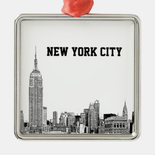 Ornamento De Metal NYC Skyline Etch 01
