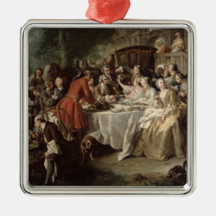 Ornamento De Metal O almoço da caça, detalhe dos comensais, 1737