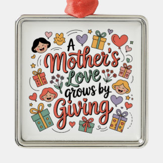 Ornamento De Metal O Amor de uma Mãe Cresce ao Dar