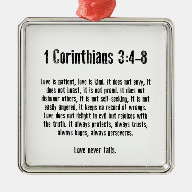 Ornamento De Metal O amor é paciente (Frente)