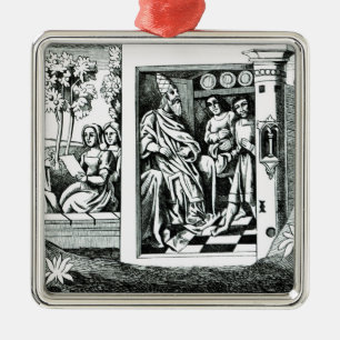 Ornamento De Metal O ancião da montanha que dá ordens a seu f