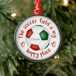 Ornamento De Metal o campo de futebol é o meu lugar feliz