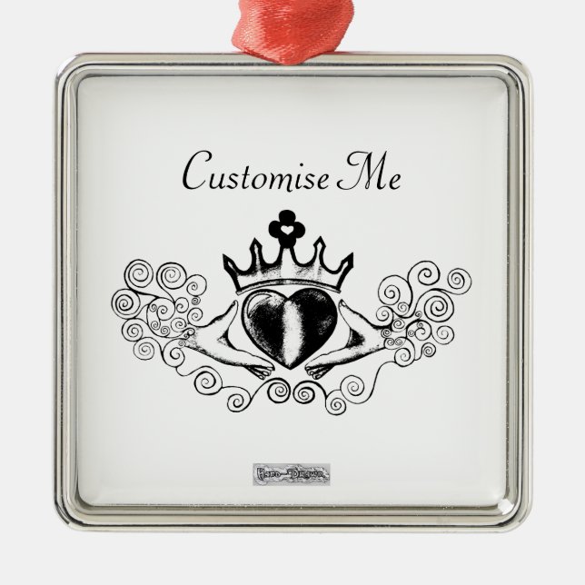Ornamento De Metal O Claddagh (Preto) (Frente)