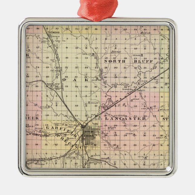 Ornamento De Metal O Condado de Lancaster, Nebraska (Frente)