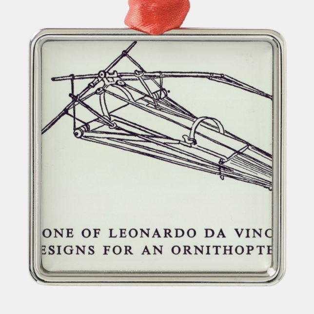 Ornamento De Metal O design de Leonardo da Vinci para um Ornithopter (Frente)