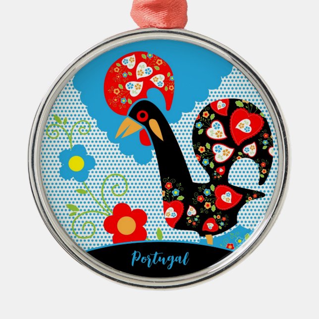 Ornamento De Metal O Galo Português de Barcelona (Frente)