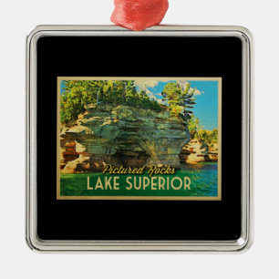 Ornamento De Metal O Lago Superior representou rochas