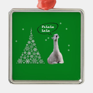 Ornamento De Metal O lama branco canta a canção de natal do Natal: