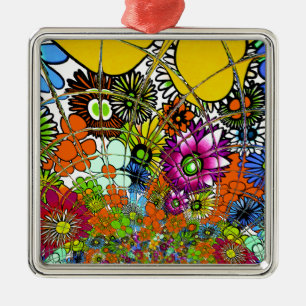 Ornamento De Metal O mais recente e colorido padrão floral de arte de