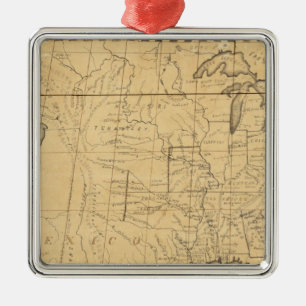 Ornamento De Metal O mapa das crianças dos Estados Unidos