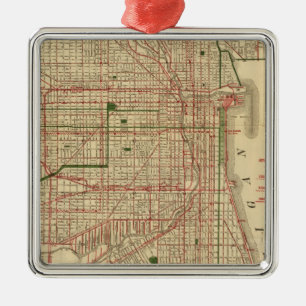 Ornamento De Metal O mapa de Blanchard de Chicago