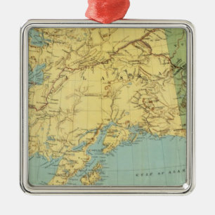 Ornamento De Metal O mapa de McNally da margem de Alaska