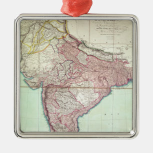 Ornamento De Metal O mapa melhorado de India publicou em Londres 1820