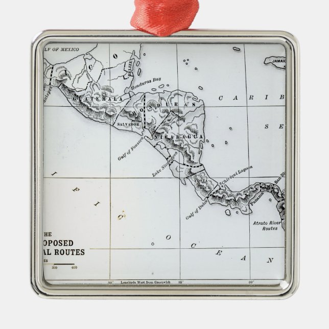 Ornamento De Metal O mapa props rotas Isthmian do canal (Frente)