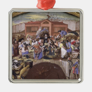 Ornamento De Metal O mercado de peixes em Les Halles, c.1660