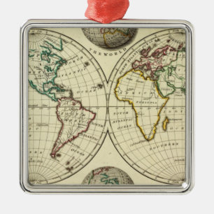 Ornamento De Metal O mundo com fronteiras continentais