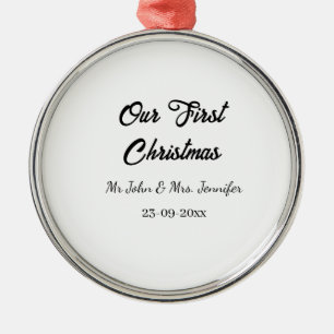 Ornamento De Metal O nosso primeiro Natal, Sr. e Sra. casal, data