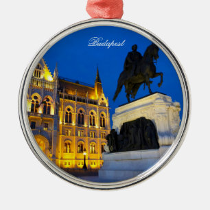 Ornamento De Metal O parlamento de Budapest em a noite