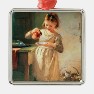 Ornamento De Metal O pequeno almoço do gatinho