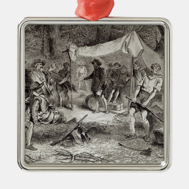 Ornamento De Metal O primeiro dia em Jamestown (Frente)