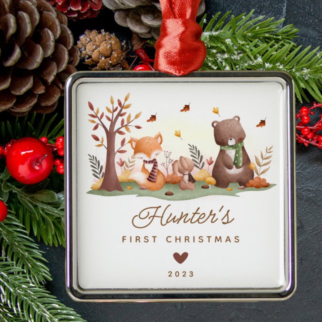 Ornamento De Metal O Primeiro Natal do Baby (Criador carregado)