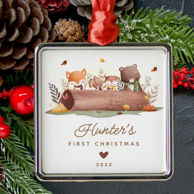 Ornamento De Metal O Primeiro Natal do Baby (Criador carregado)