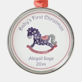 Ornamento De Metal O Primeiro Natal do Bebê de Cavalo Roxo Bonito