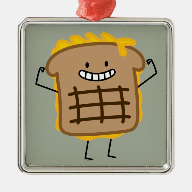 Ornamento De Metal O queijo Cheddar grelhado do sanduíche do queijo (Frente)