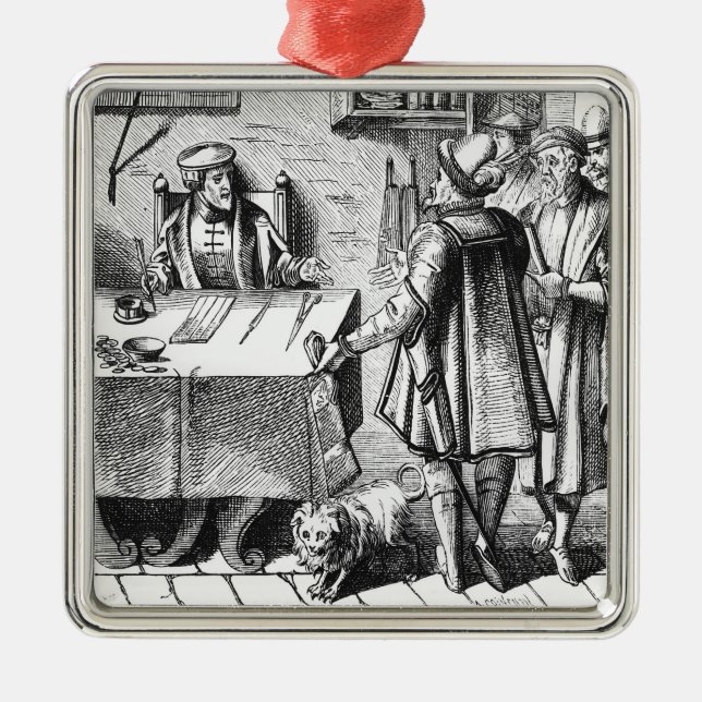 Ornamento De Metal O receptor dos impostos, após um woodcut 'no uso (Frente)