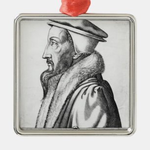 Ornamento De Metal O retrato de João Calvino envelheceu 53, 1564