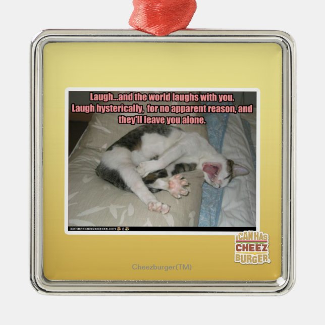 Ornamento De Metal O riso e o mundo riem com você (Frente)